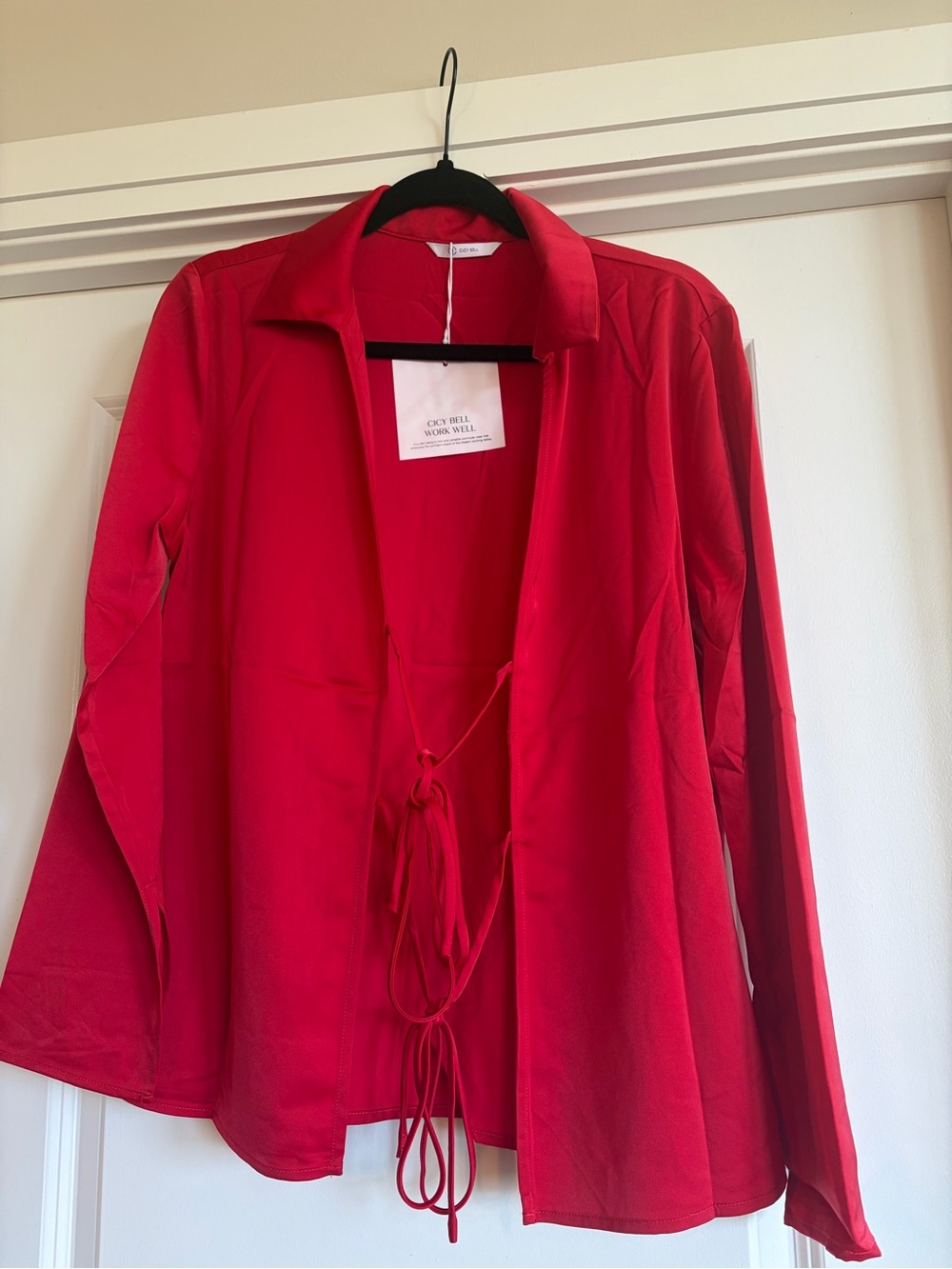 Cecile Red Tie-Front Blouse